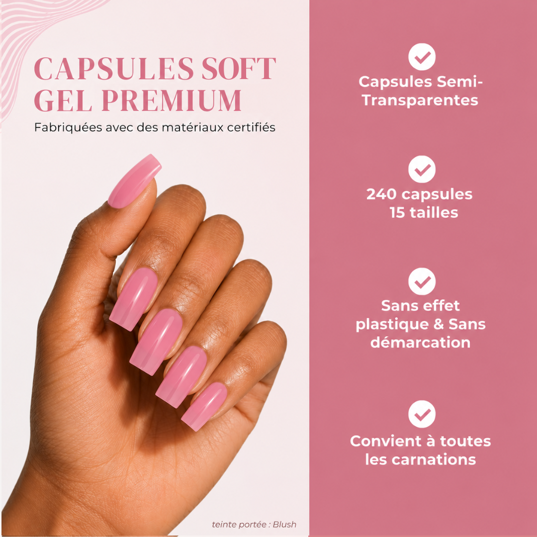 Capsules Soft Gel Premium Carré - Blush