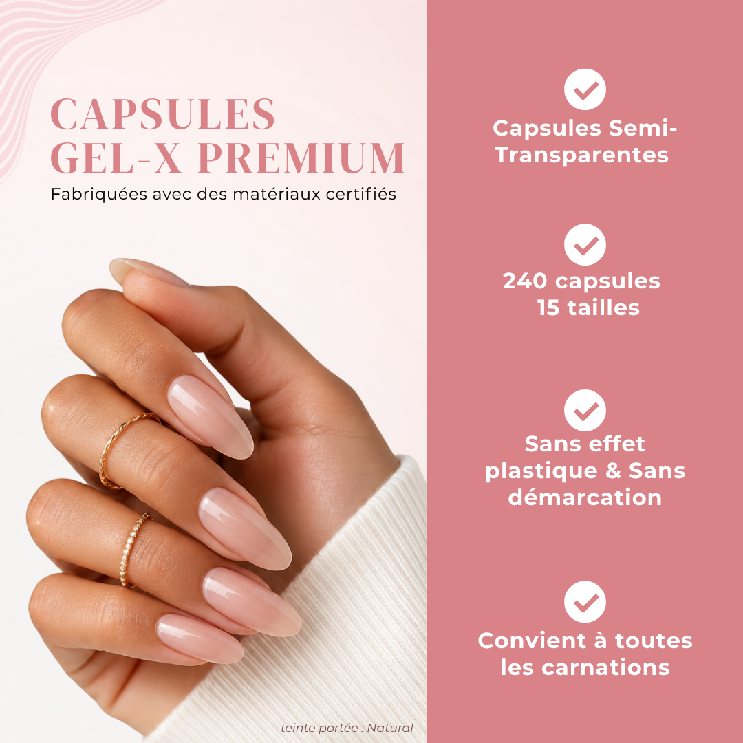 Capsules Gel X Amande – Nude Inclusif. Résultat ultra naturel en 15 min.